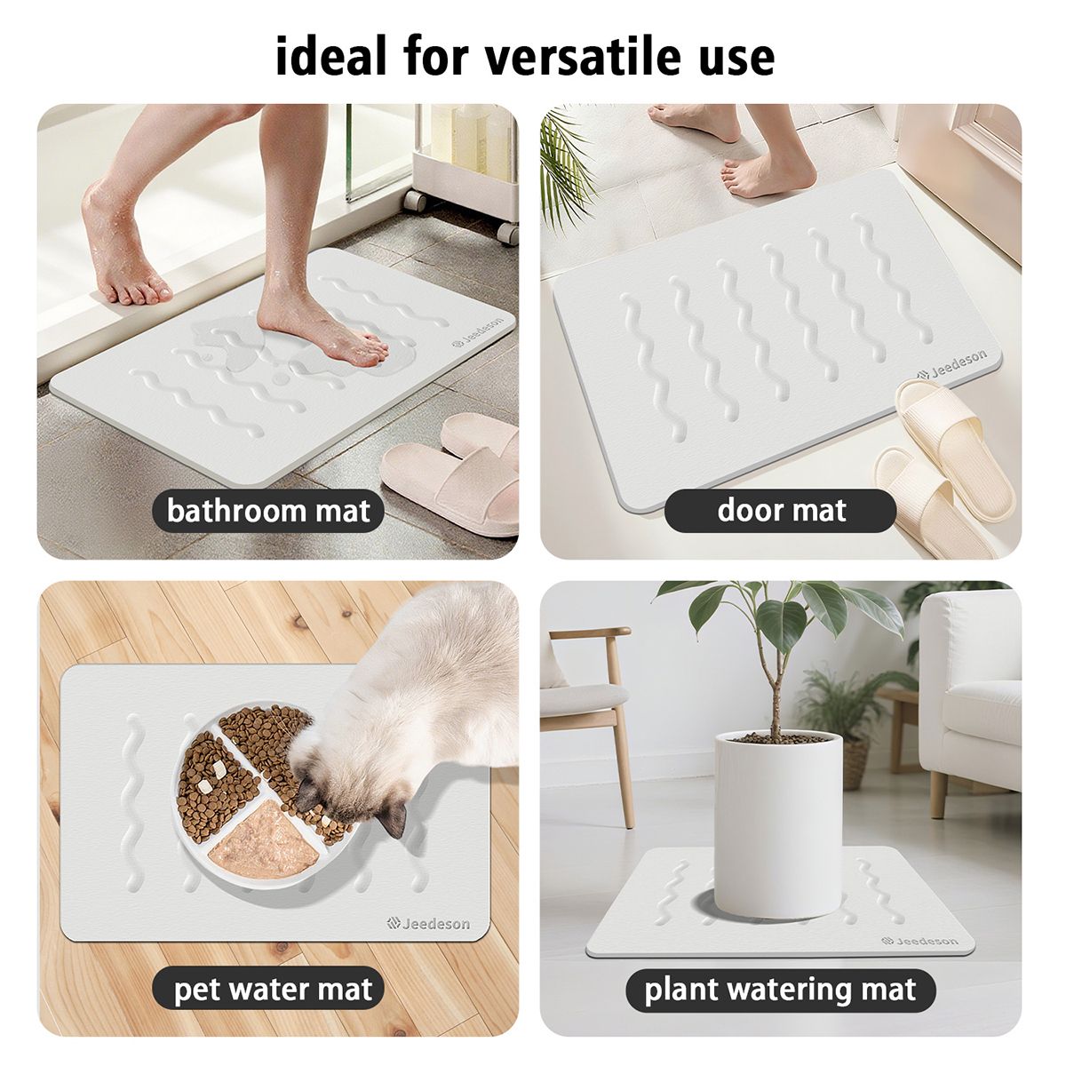 Stone Bath Mat Diatomaceous Earth Shower Mat Non-Slip Super Absorbent Diatomite Stone Mats for Bathroom Floor Quick-Drying Easy to Clean (39x60cm/16