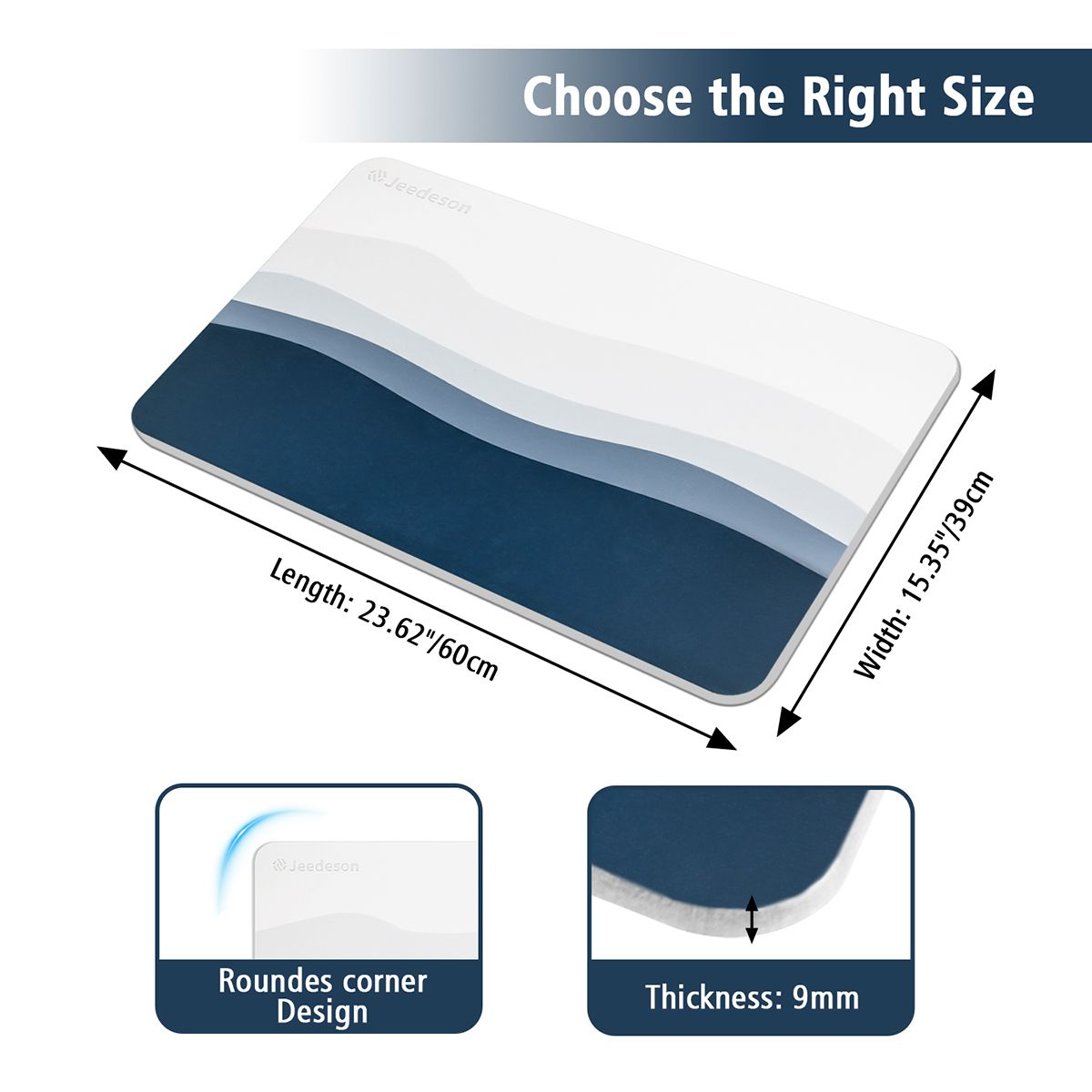 Luxury Diatomite Bath Mat with Blue Wave Design | Quick-Dry Anti-Slip Bathroom & Kitchen Mat | Ultra-Absorbent Stone Mat for Shower, Entryway, Pet Use | 39x60cm Non-Slip Surface