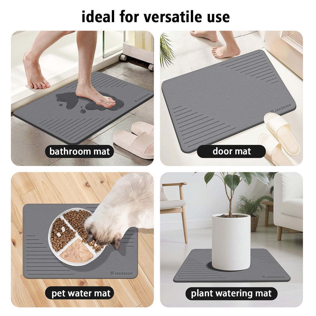 Stone Bath Mat Diatomaceous Earth Shower Mat Non-Slip Super Absorbent Diatomite Stone Mats for Bathroom Floor Quick-Drying Easy to Clean (39x60cm/16