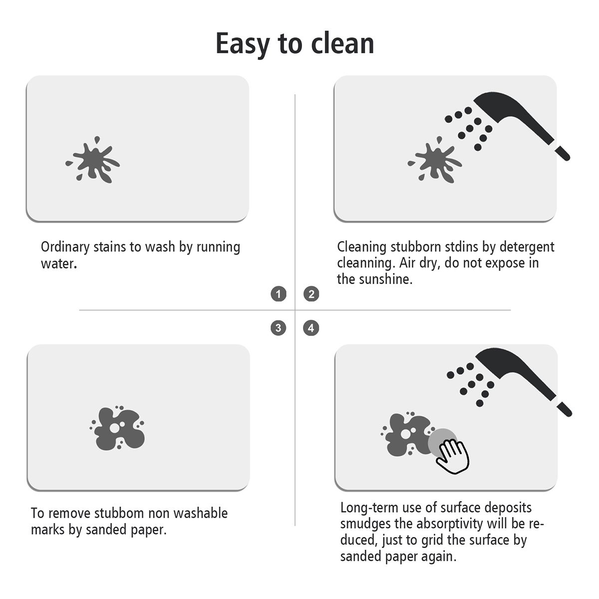 Stone Bath Mat Diatomaceous Earth Shower Mat Non-Slip Super Absorbent Diatomite Stone Mats for Bathroom Floor Quick-Drying Easy to Clean (39x60cm/16