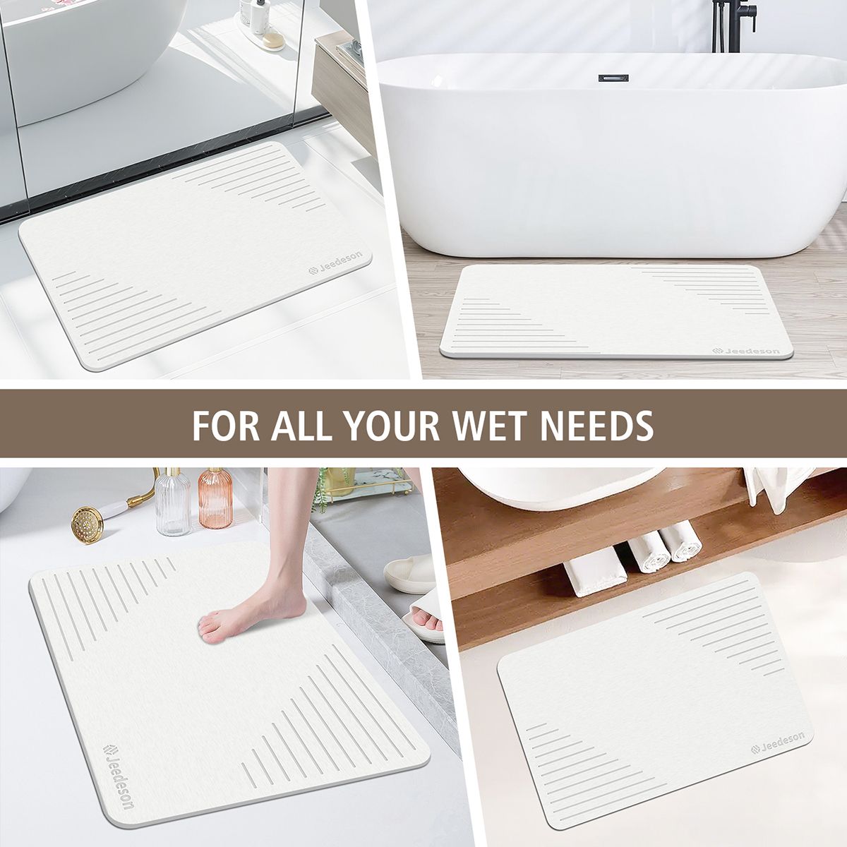 Stone Bath Mat Diatomaceous Earth Shower Mat Non-Slip Super Absorbent Diatomite Stone Mats for Bathroom Floor Quick-Drying Easy to Clean (39x60cm/16