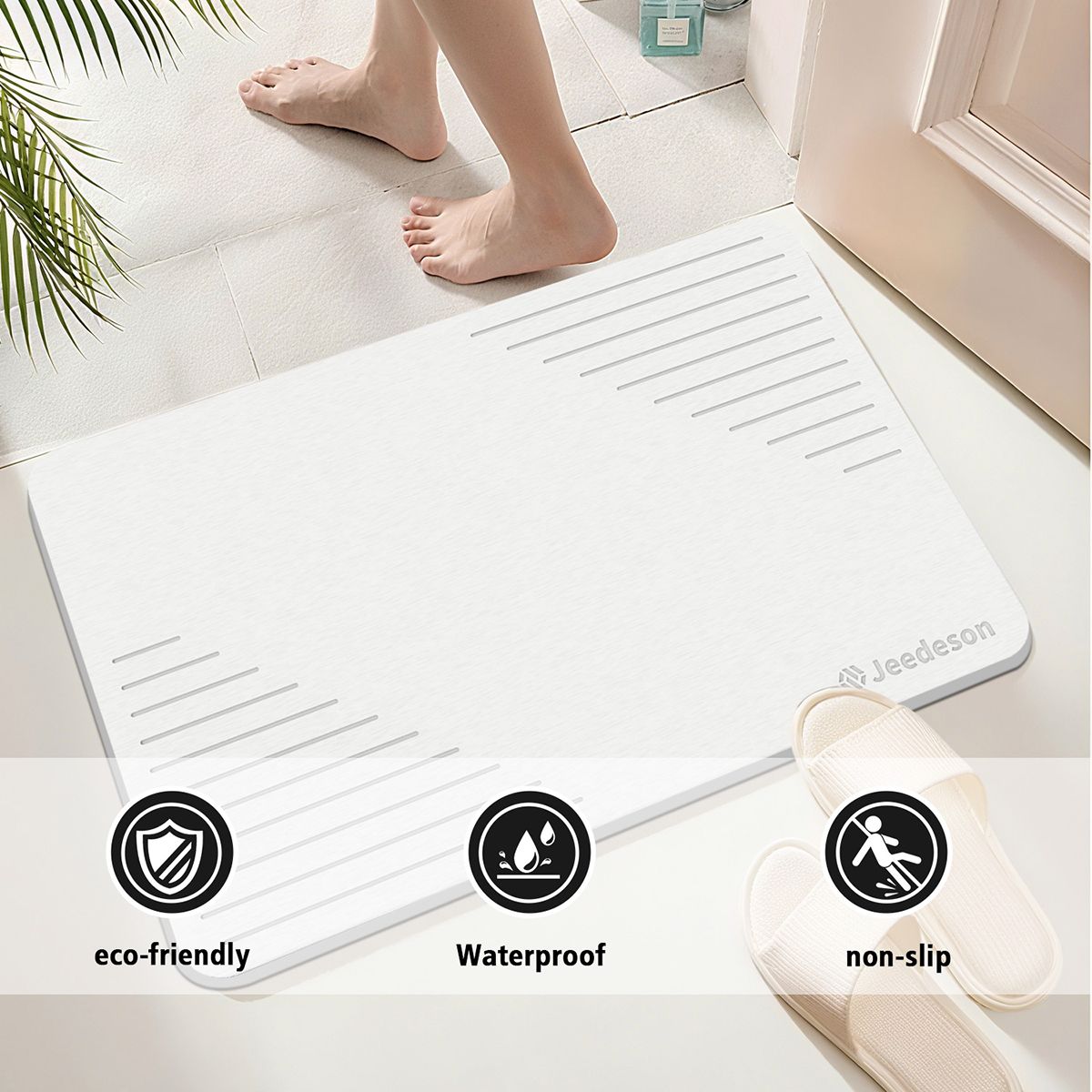 Stone Bath Mat Diatomaceous Earth Shower Mat Non-Slip Super Absorbent Diatomite Stone Mats for Bathroom Floor Quick-Drying Easy to Clean (39x60cm/16