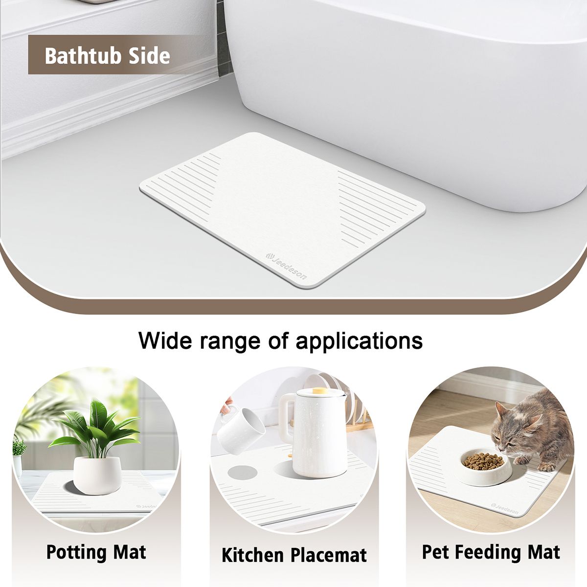 Stone Bath Mat Diatomaceous Earth Shower Mat Non-Slip Super Absorbent Diatomite Stone Mats for Bathroom Floor Quick-Drying Easy to Clean (39x60cm/16
