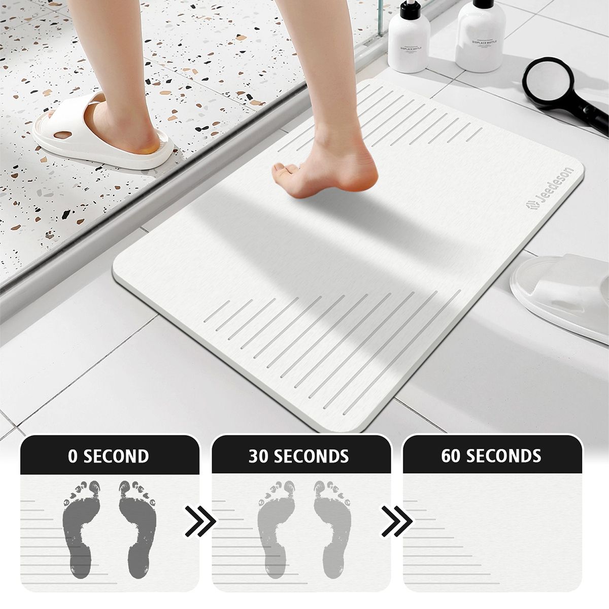 Stone Bath Mat Diatomaceous Earth Shower Mat Non-Slip Super Absorbent Diatomite Stone Mats for Bathroom Floor Quick-Drying Easy to Clean (39x60cm/16