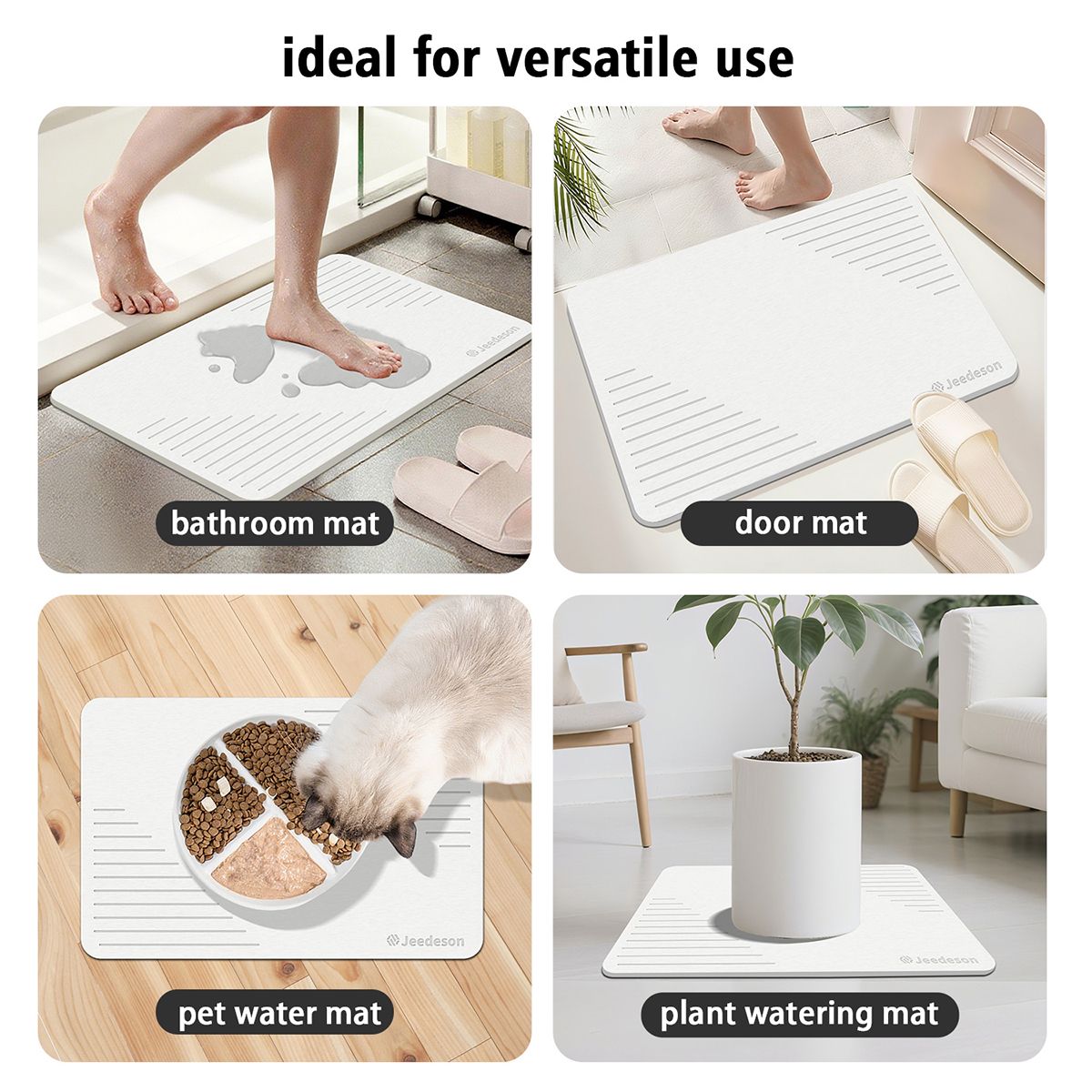 Stone Bath Mat Diatomaceous Earth Shower Mat Non-Slip Super Absorbent Diatomite Stone Mats for Bathroom Floor Quick-Drying Easy to Clean (39x60cm/16