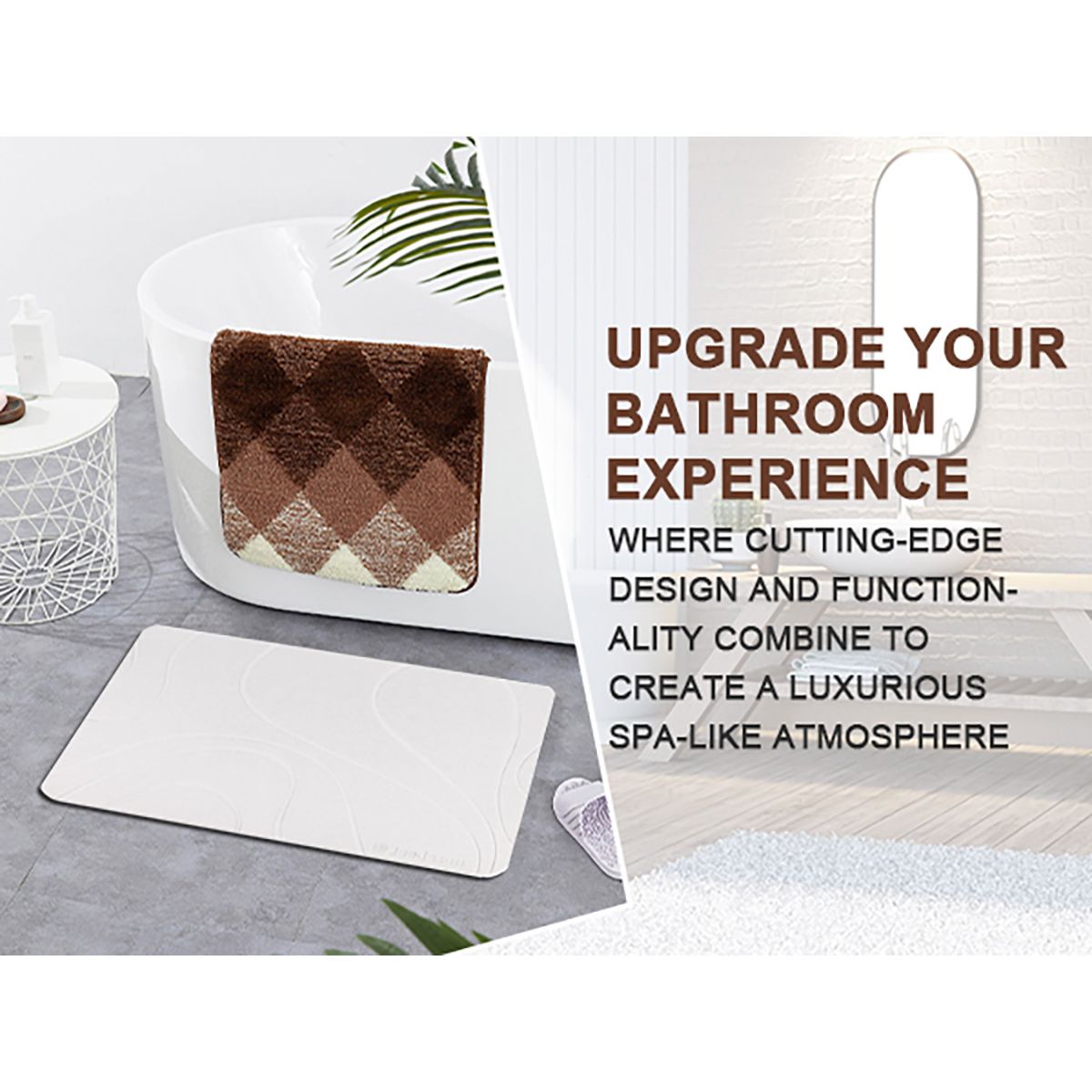 Stone Bath Mat Diatomaceous Earth Shower Mat Non-Slip Super Absorbent Diatomite Stone Mats for Bathroom Floor Quick-Drying Easy to Clean (39x60cm/16