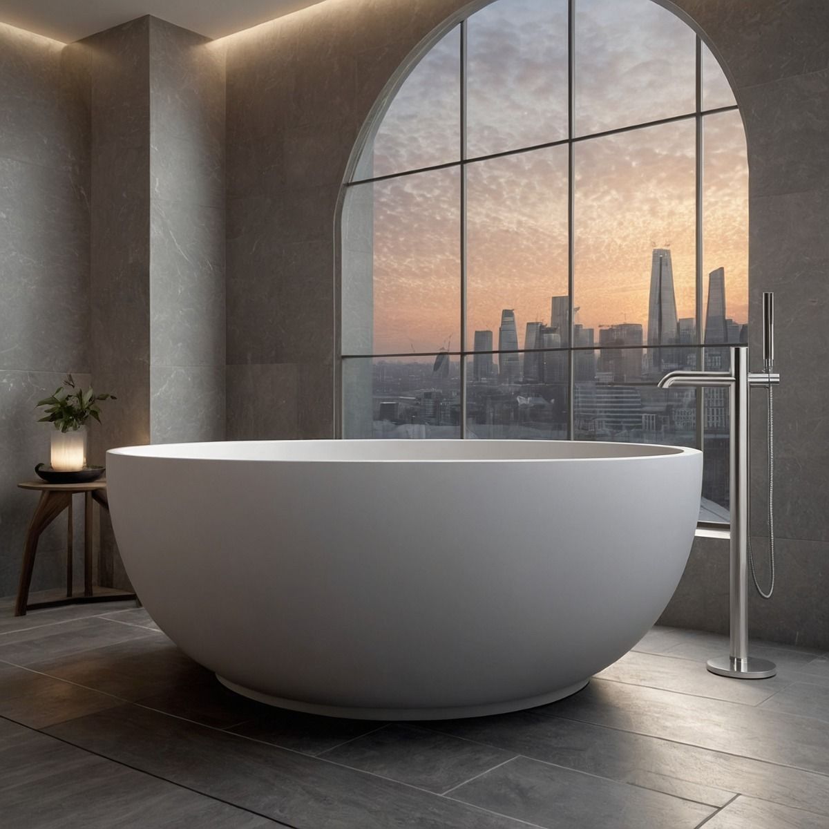 Lorenzo Matt White Freestanding Stone Bath 1500mm