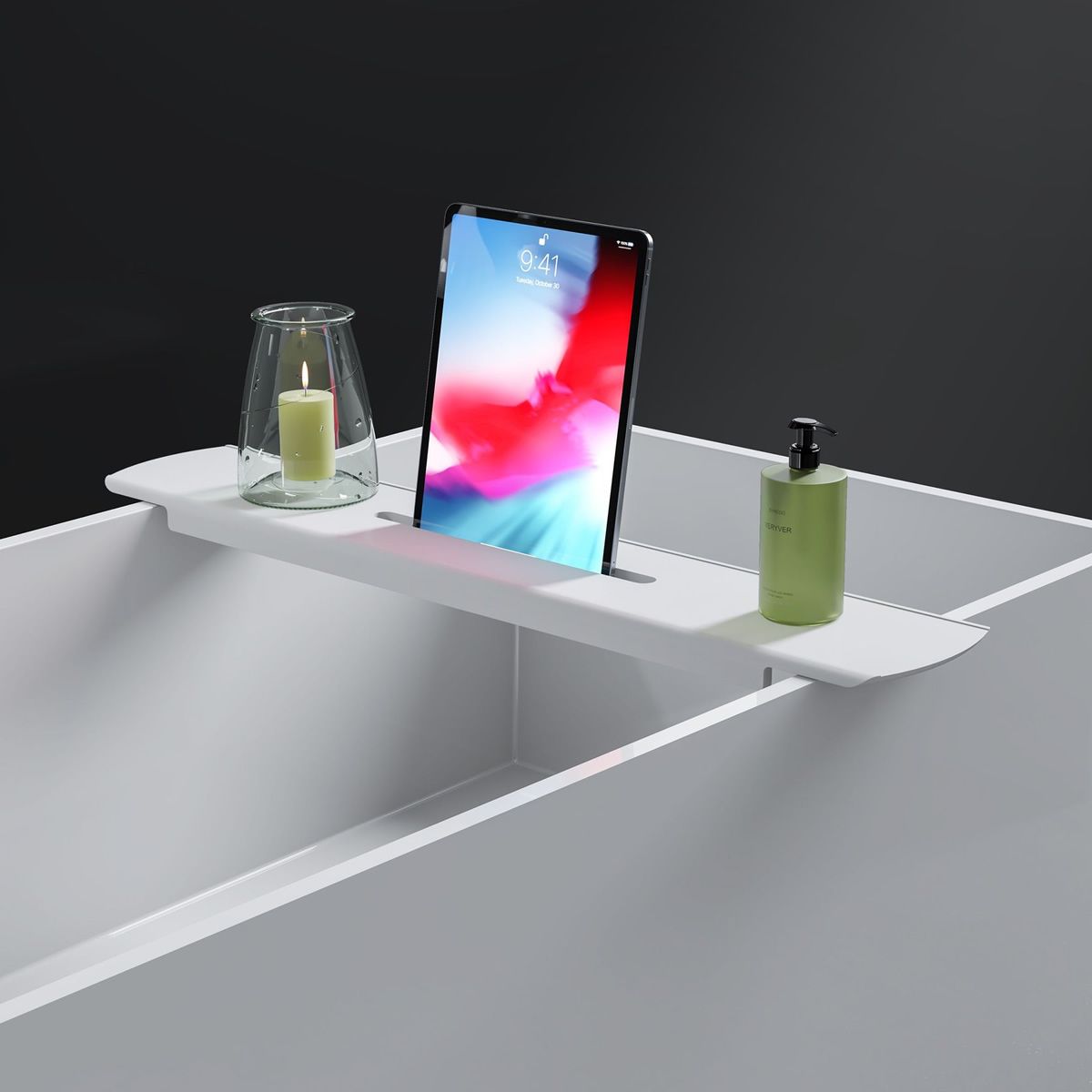 Matt White Stone Bath Caddy Shelf