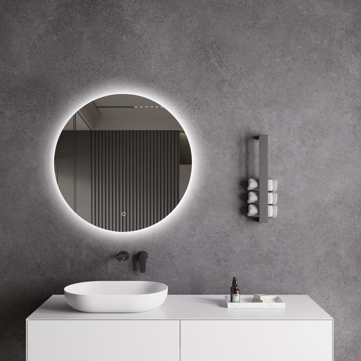 Alcala 60cm Heated Anti-Fog Round LED Bathroom Mirror