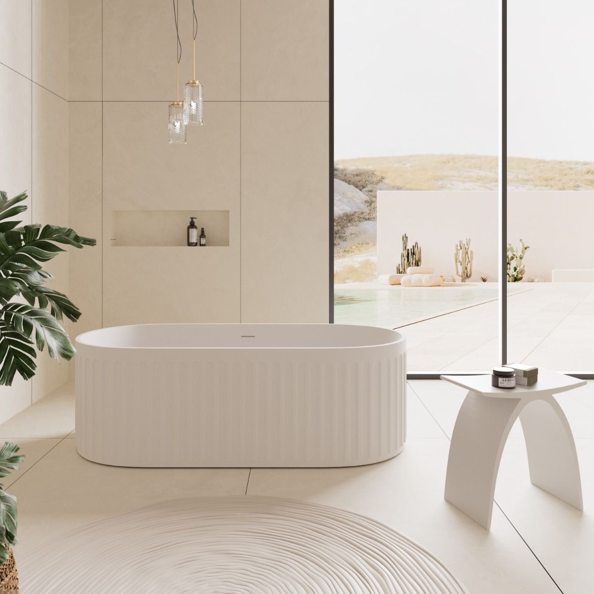Matt White Stone Bathroom Seat