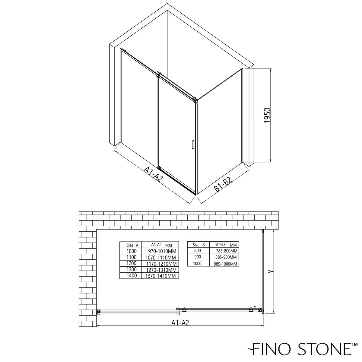 Elena 8mm Glass Sliding Shower Door In Chrome With Side Glass