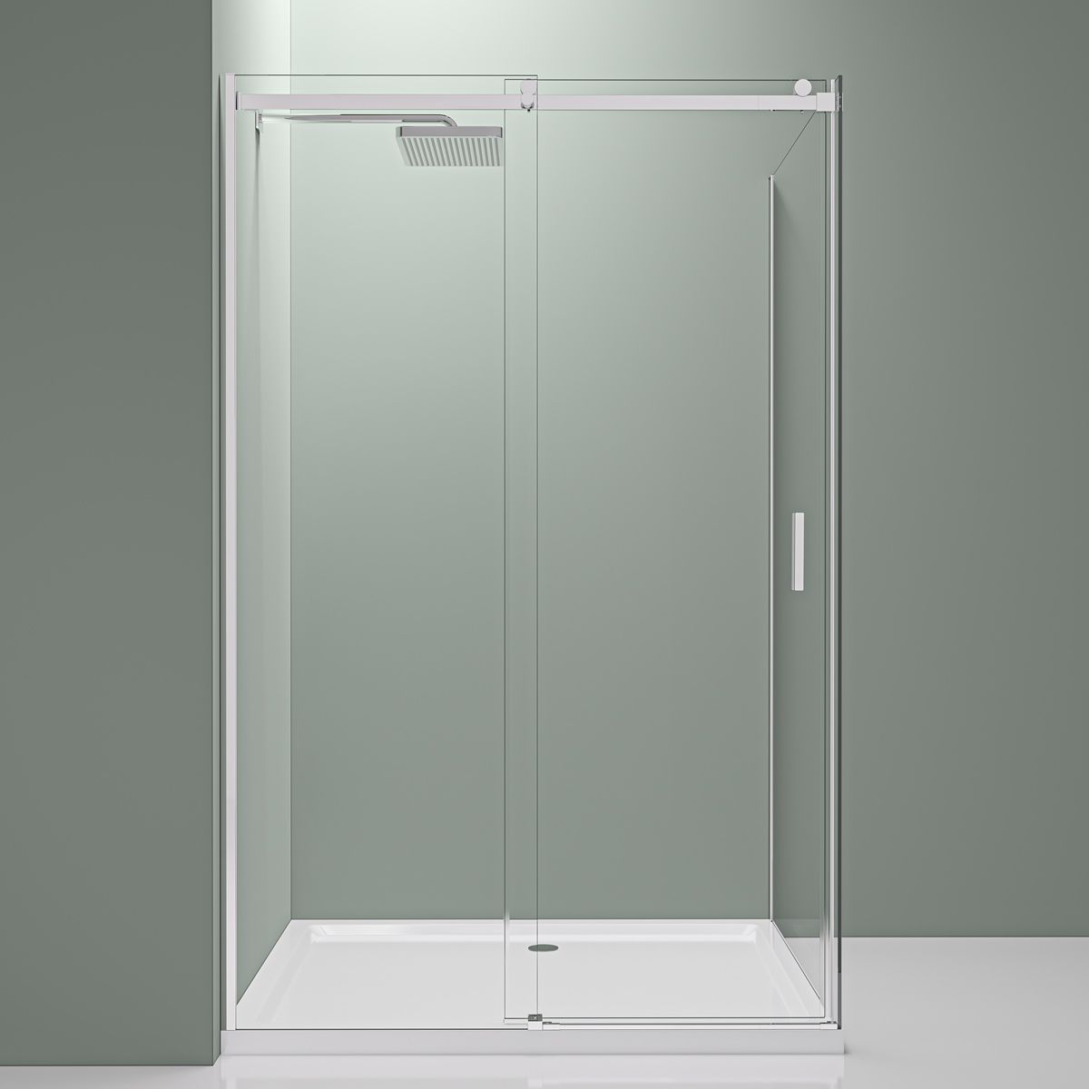 Elena 8mm Glass Sliding Shower Door In Chrome With Side Glass
