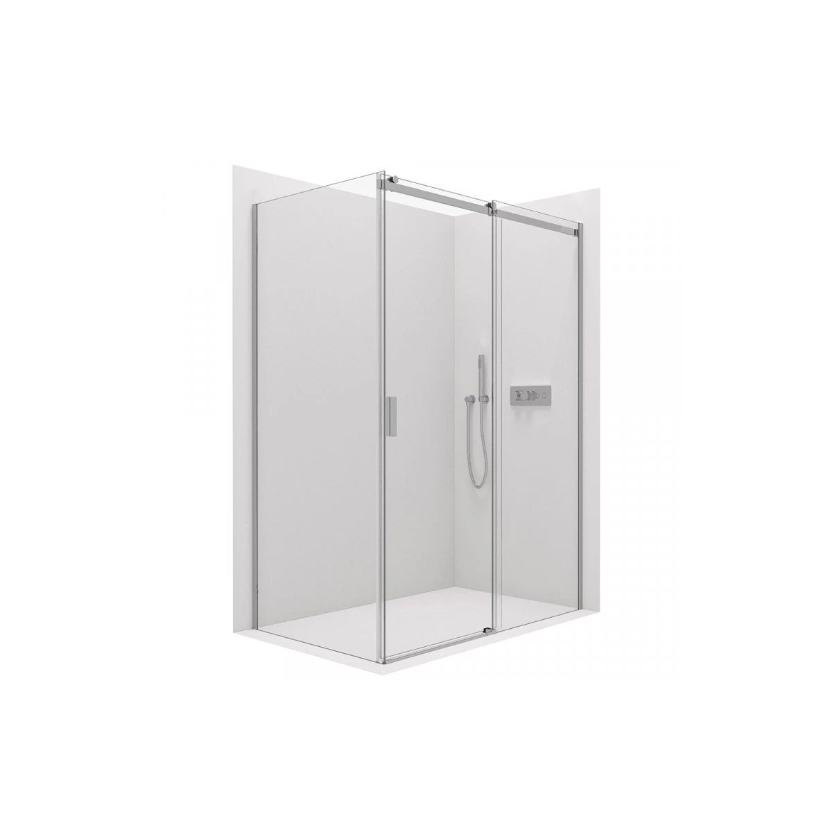 Elena 8mm Glass Sliding Shower Door In Chrome With Side Glass