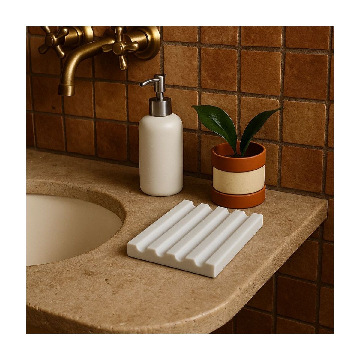 Diago Matt White Stone Soap Dish