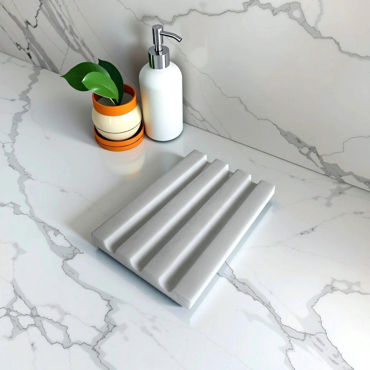 Diago Matt White Stone Soap Dish