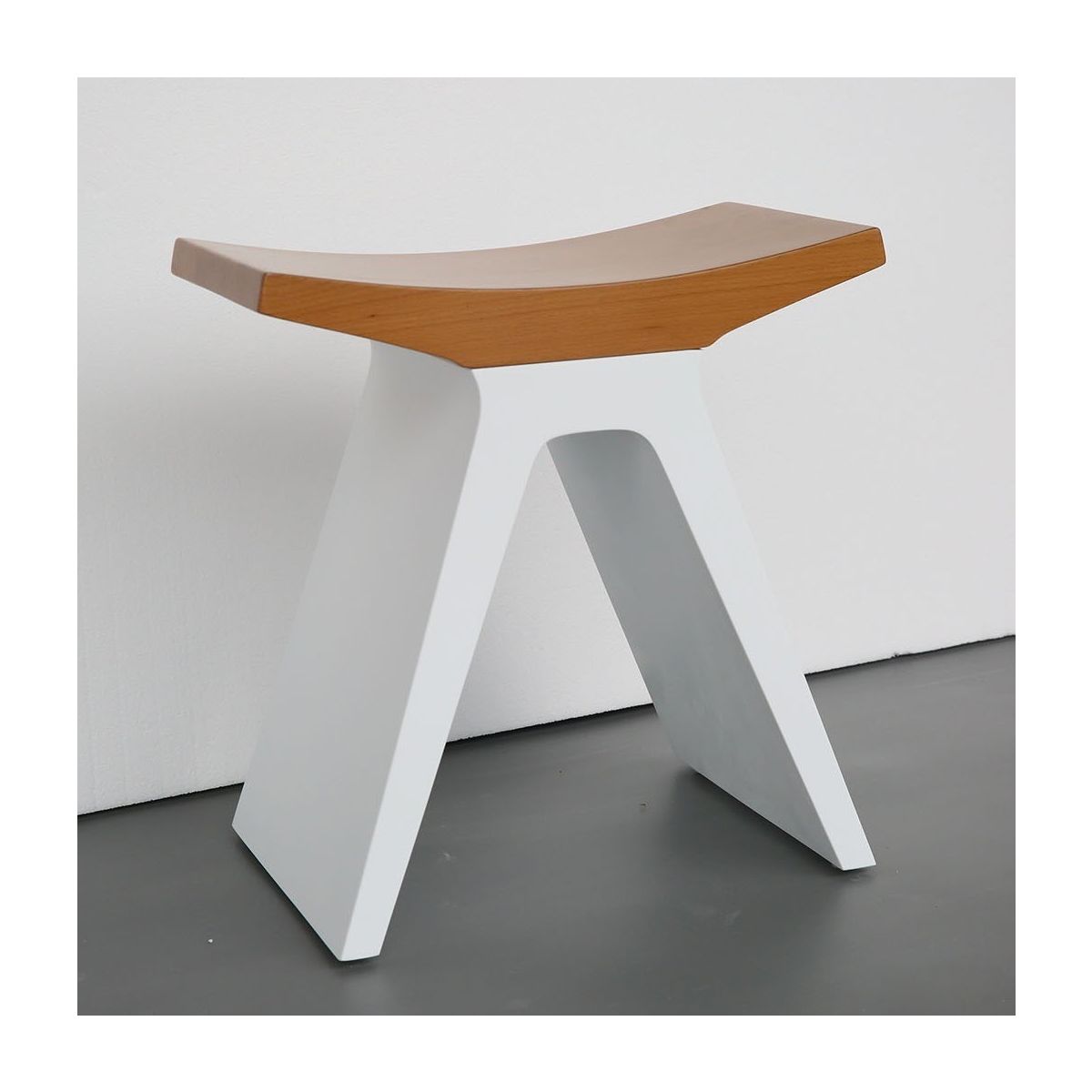 Allue Matt White Stone With Solid Oak Wood Bathroom Seat