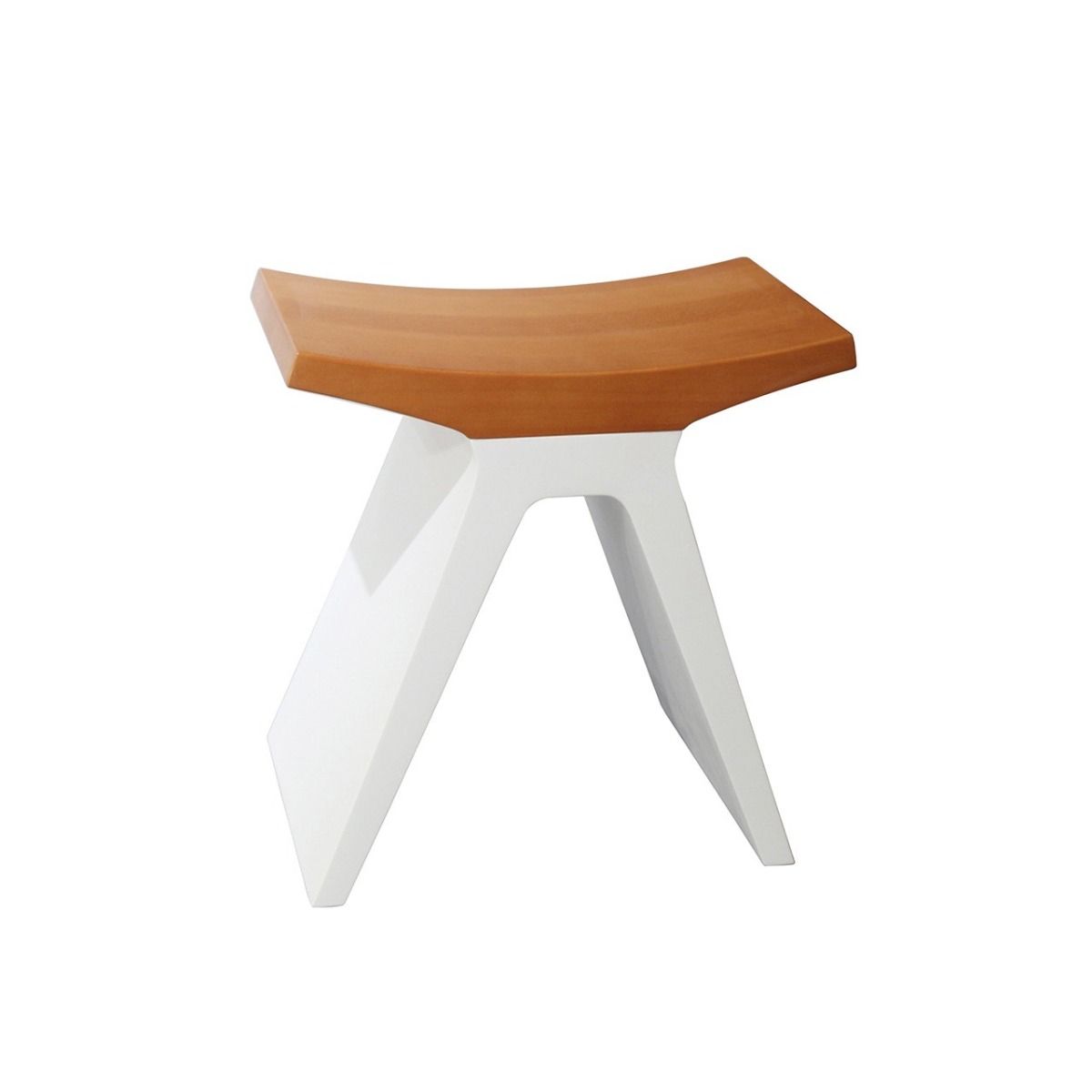 Allue Matt White Stone With Solid Oak Wood Bathroom Seat