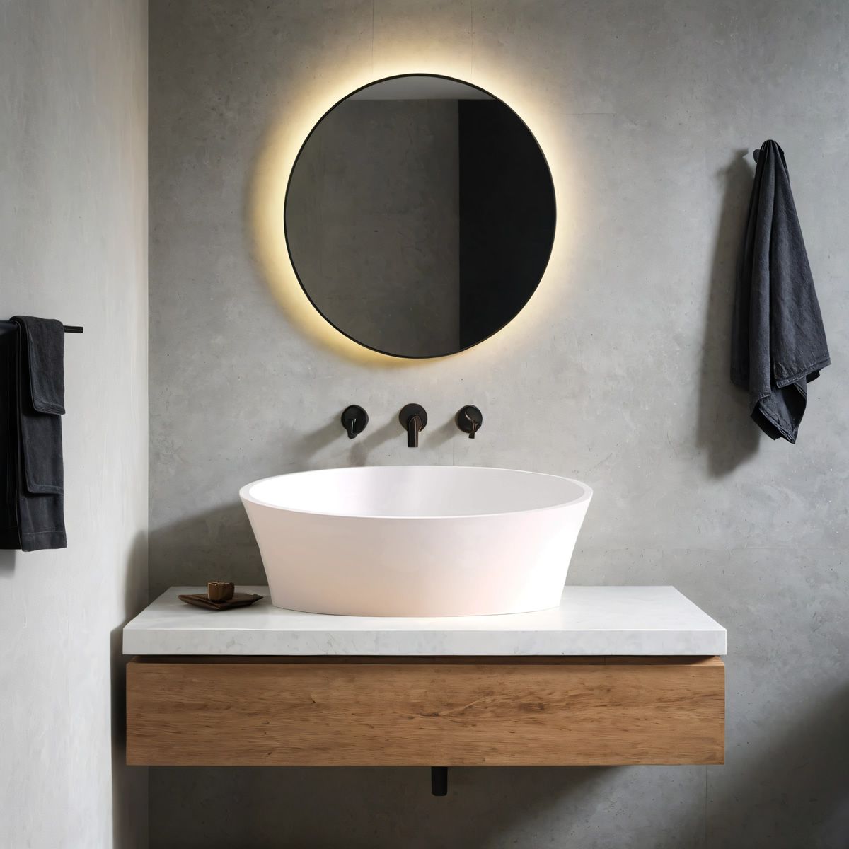 Toledo Matt White Countertop Stone Basin 420mm