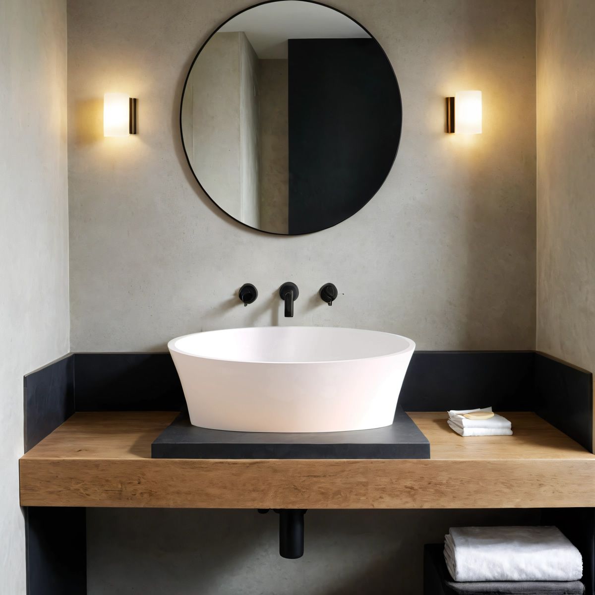 Toledo Matt White Countertop Stone Basin 420mm