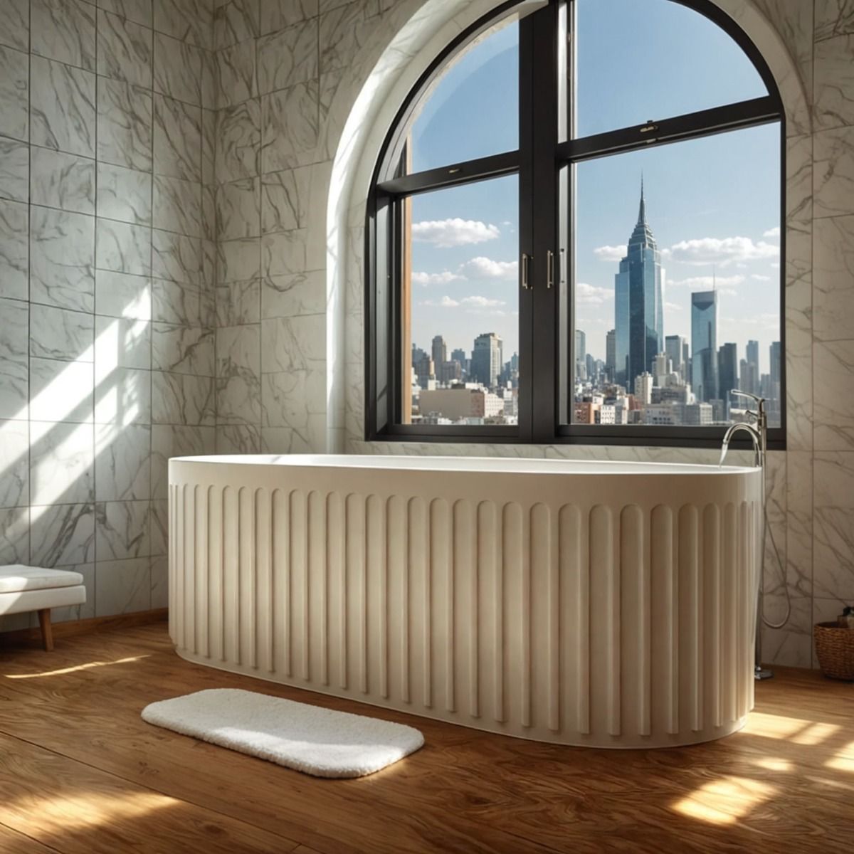 Valencia Matt White Freestanding Stone Bath 1700mm