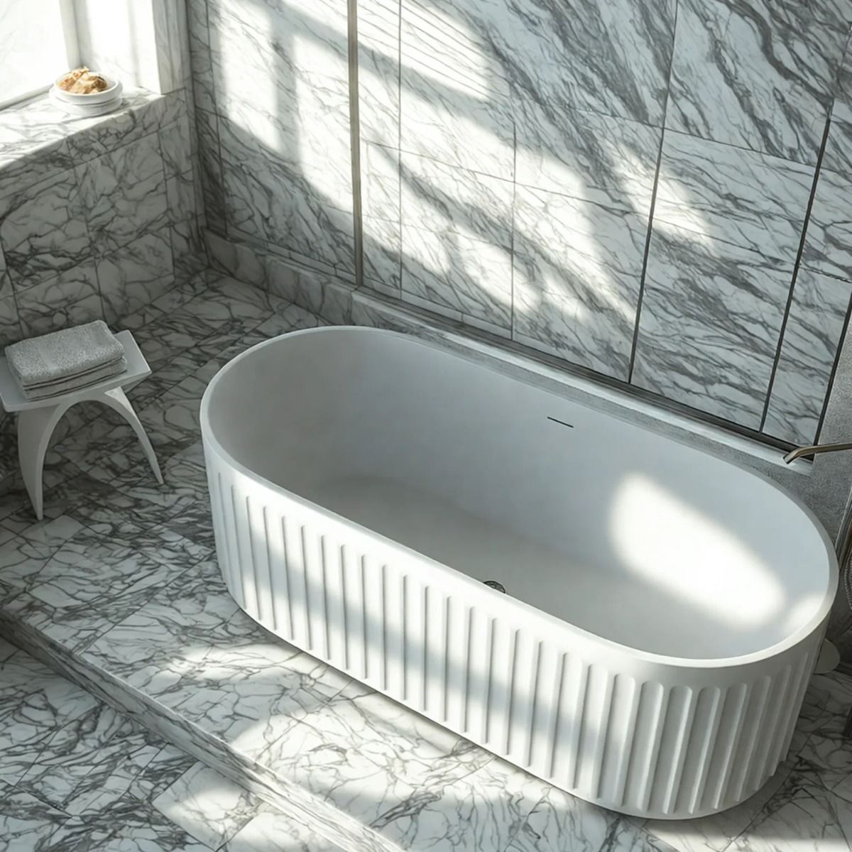 Valencia Matt White Freestanding Stone Bath 1700mm