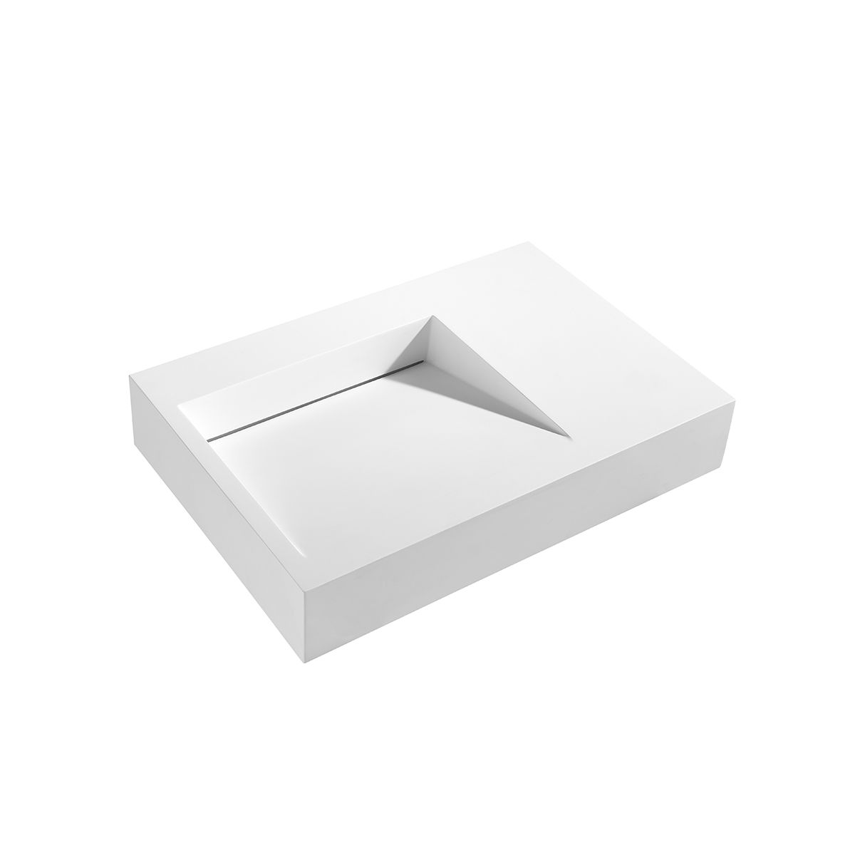 Cordoba Matt White Sloped Wall Hung Stone Basin 740mm