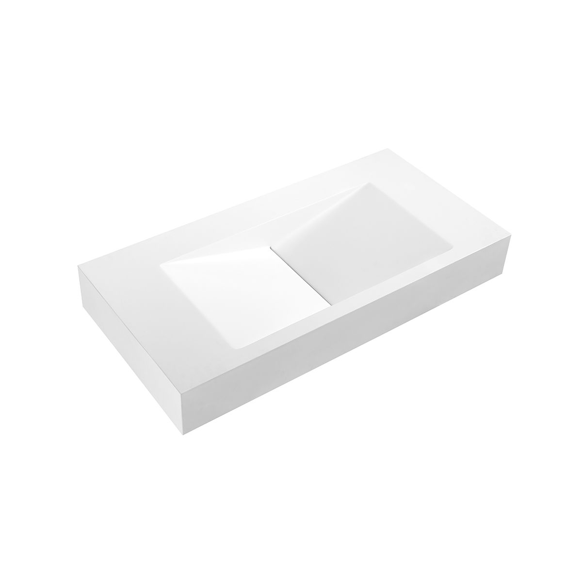 Burgos Matt White Sloped Wall Hung Stone Basin 900mm