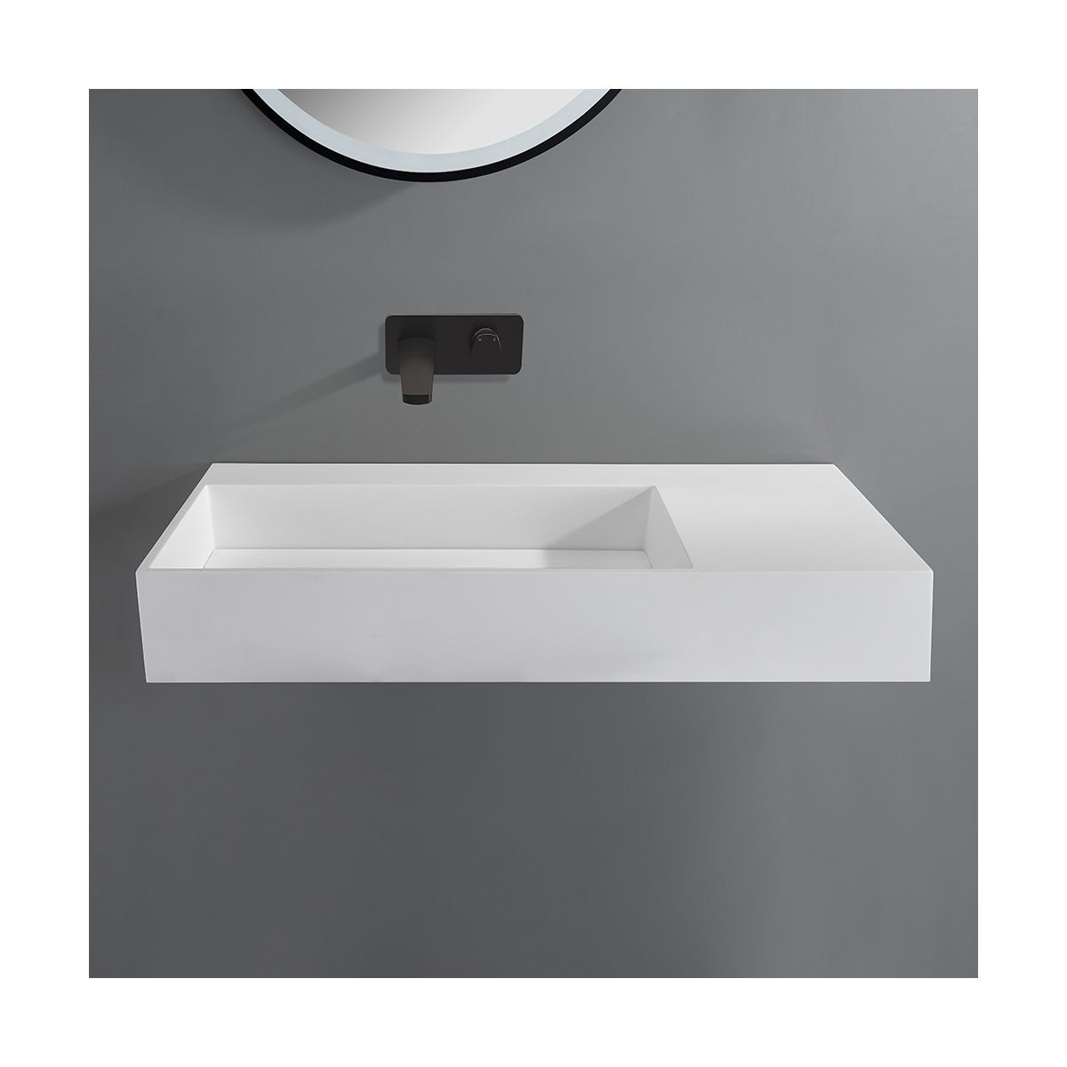 Cantabria Matt White Wall Hung Stone Basin 900mm