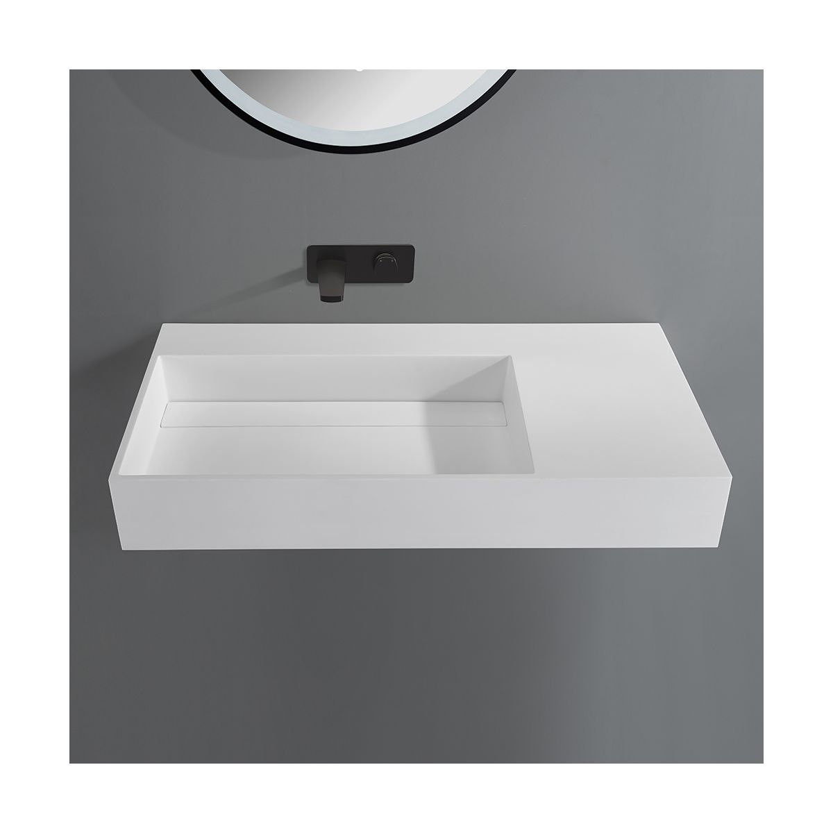 Cantabria Matt White Wall Hung Stone Basin 900mm