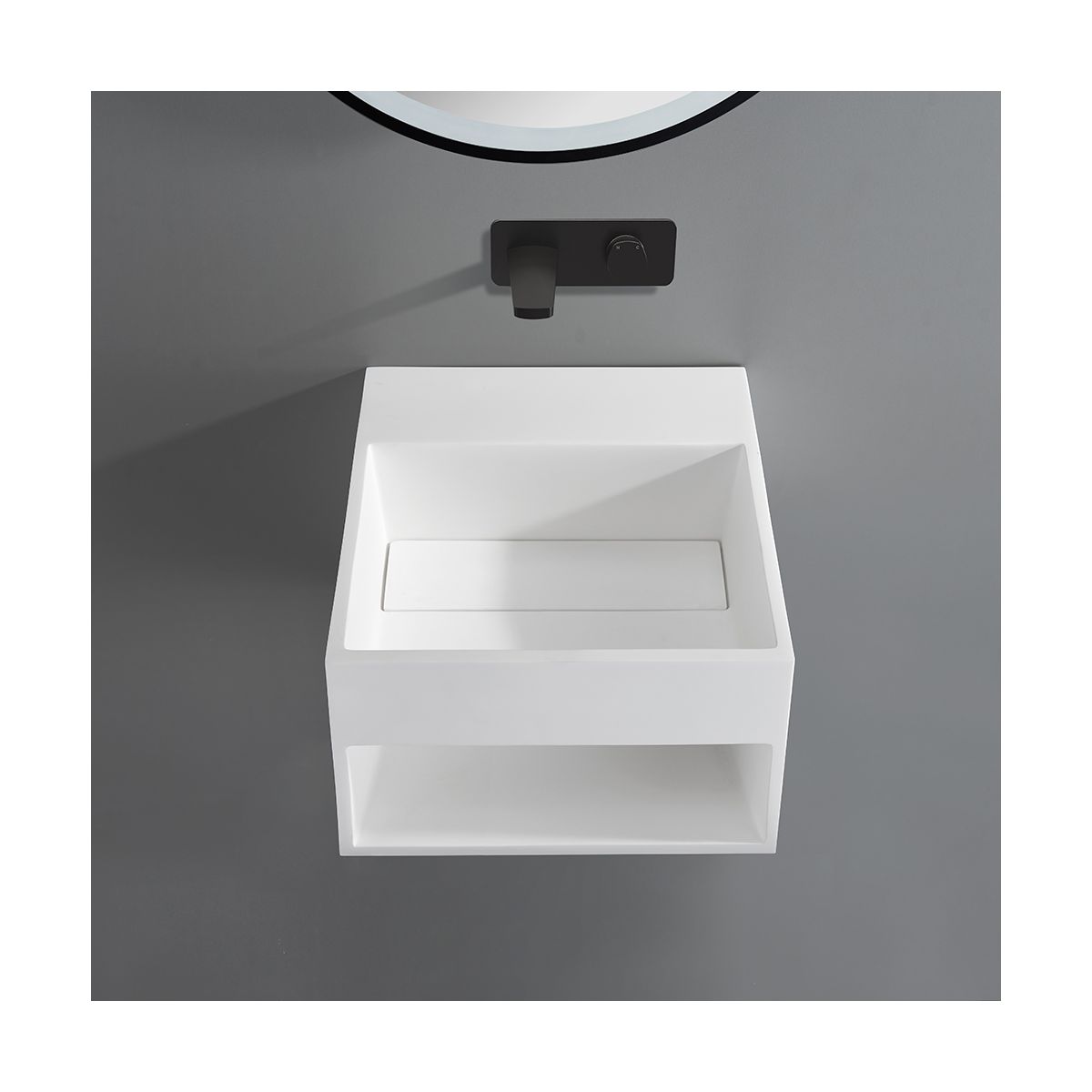 Rupit Matt White Cloakroom Wall Hung Stone Vanity Unit 325mm
