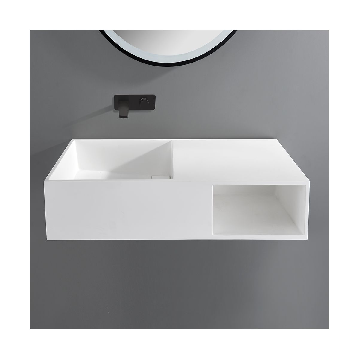 Madrid Matt White Wall Hung Stone Vanity Unit 800mm