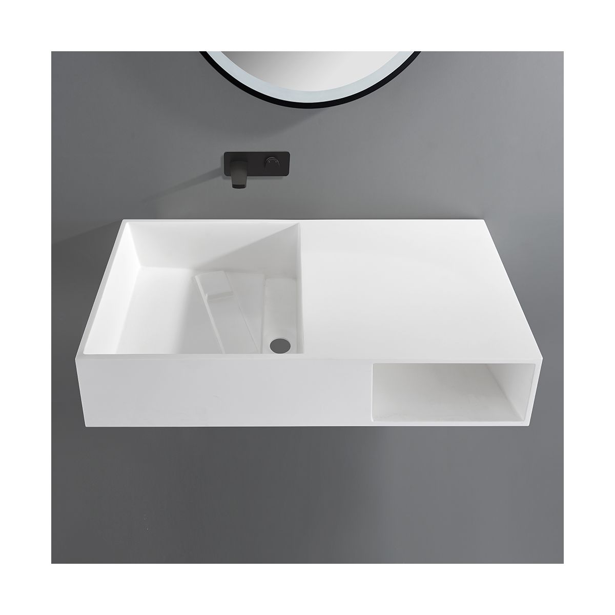 Madrid Matt White Wall Hung Stone Vanity Unit 800mm