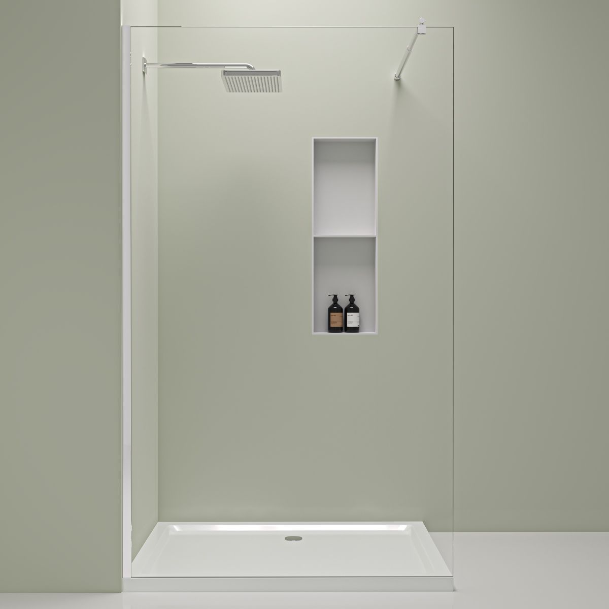 Valeria 8mm Glass Walk In Shower Screen With Chrome Frame - Various Sizes