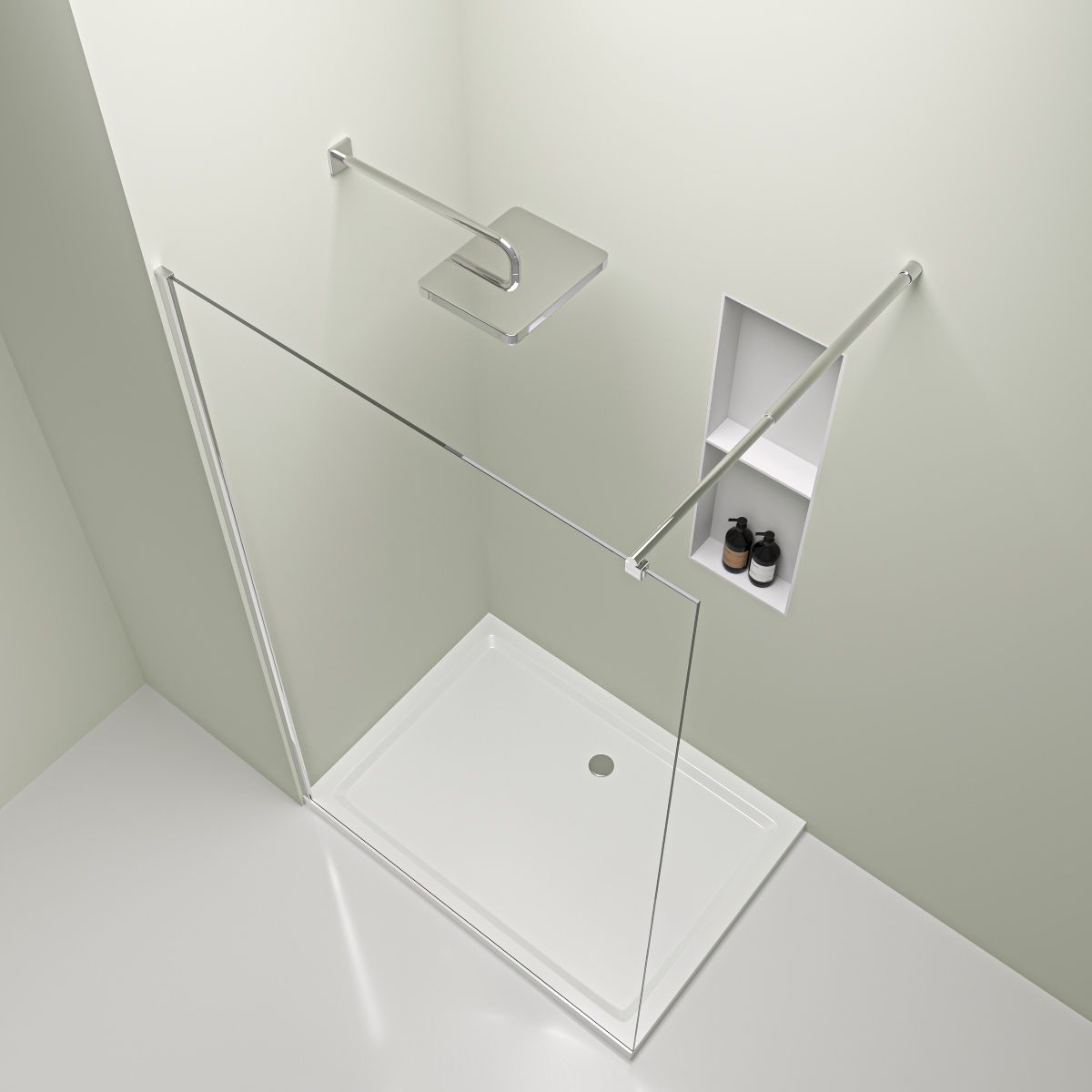 Valeria 8mm Glass Walk In Shower Screen With Chrome Frame - Various Sizes