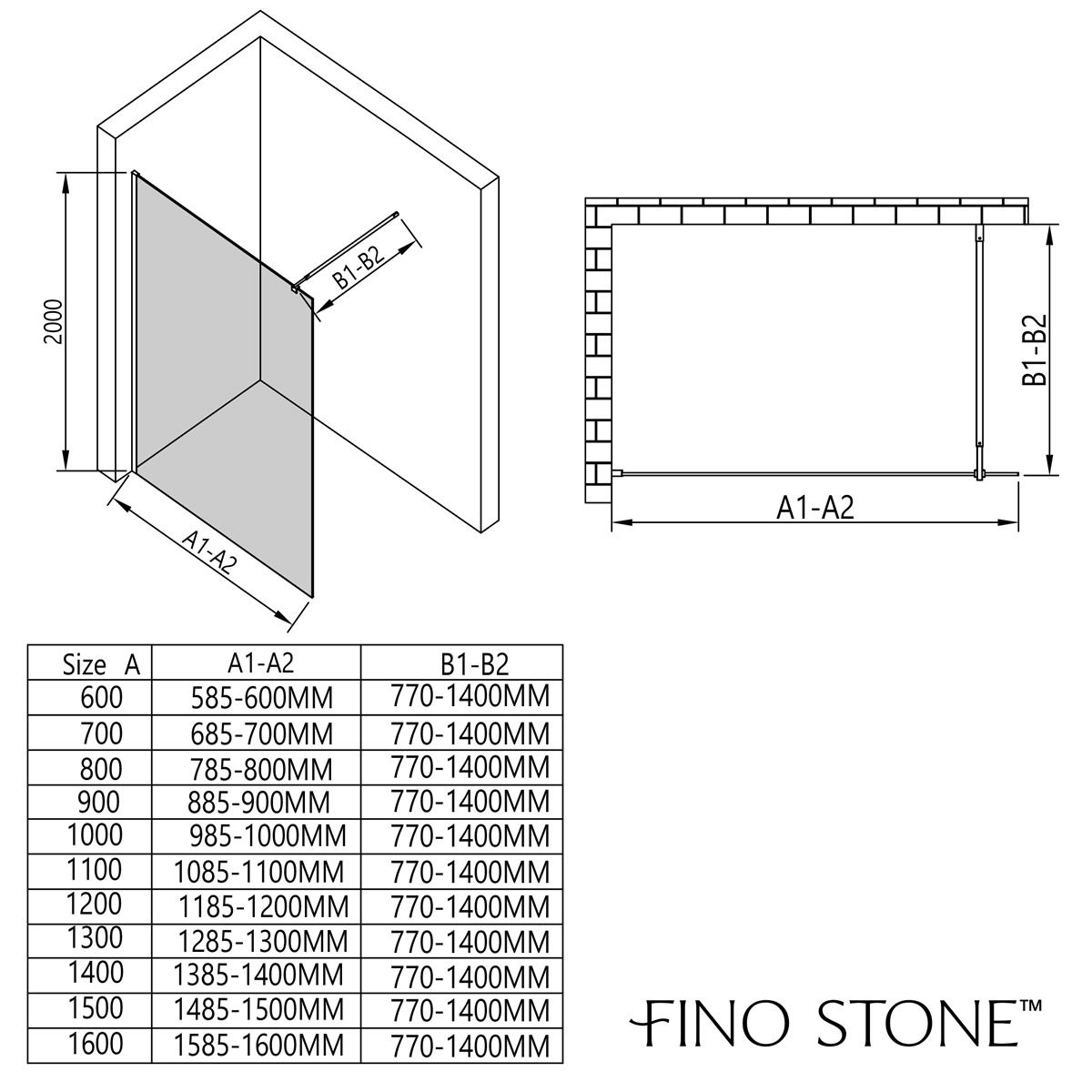 Valeria 8mm Glass Walk In Shower Screen With Chrome Frame - Various Sizes