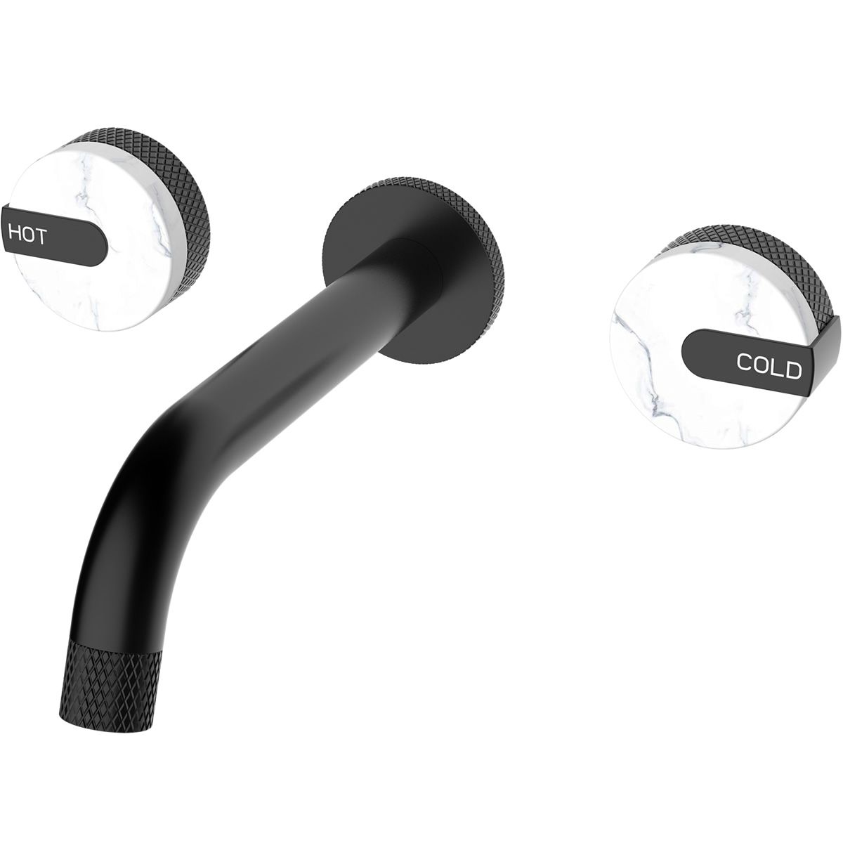 Wall Mounted Black Tap With Double Marble Handles