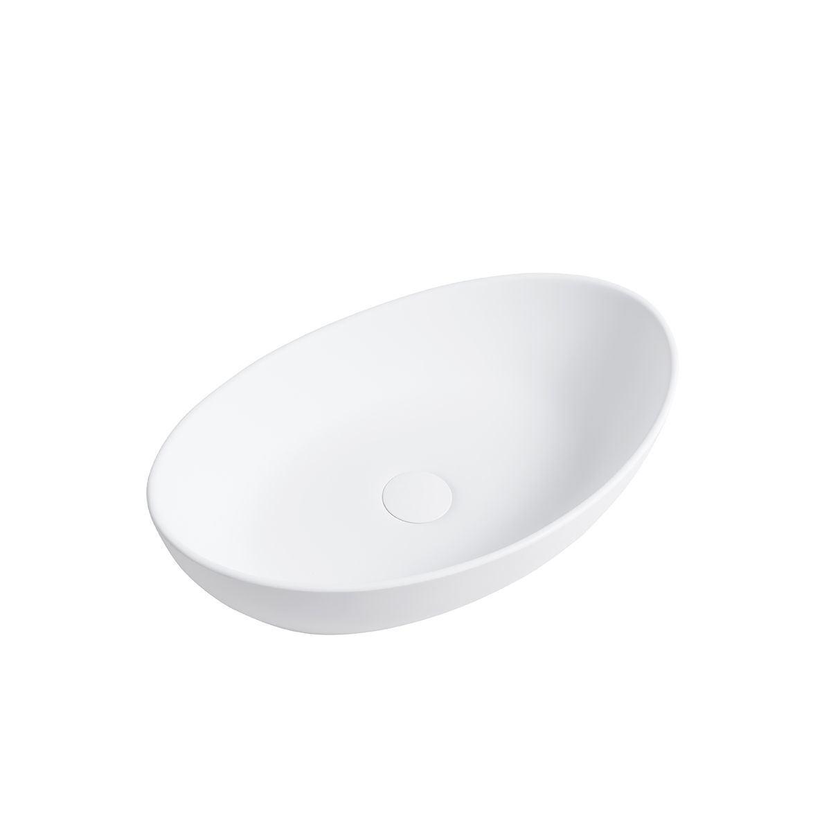 Leon Matt White Countertop Stone Basin 555mm