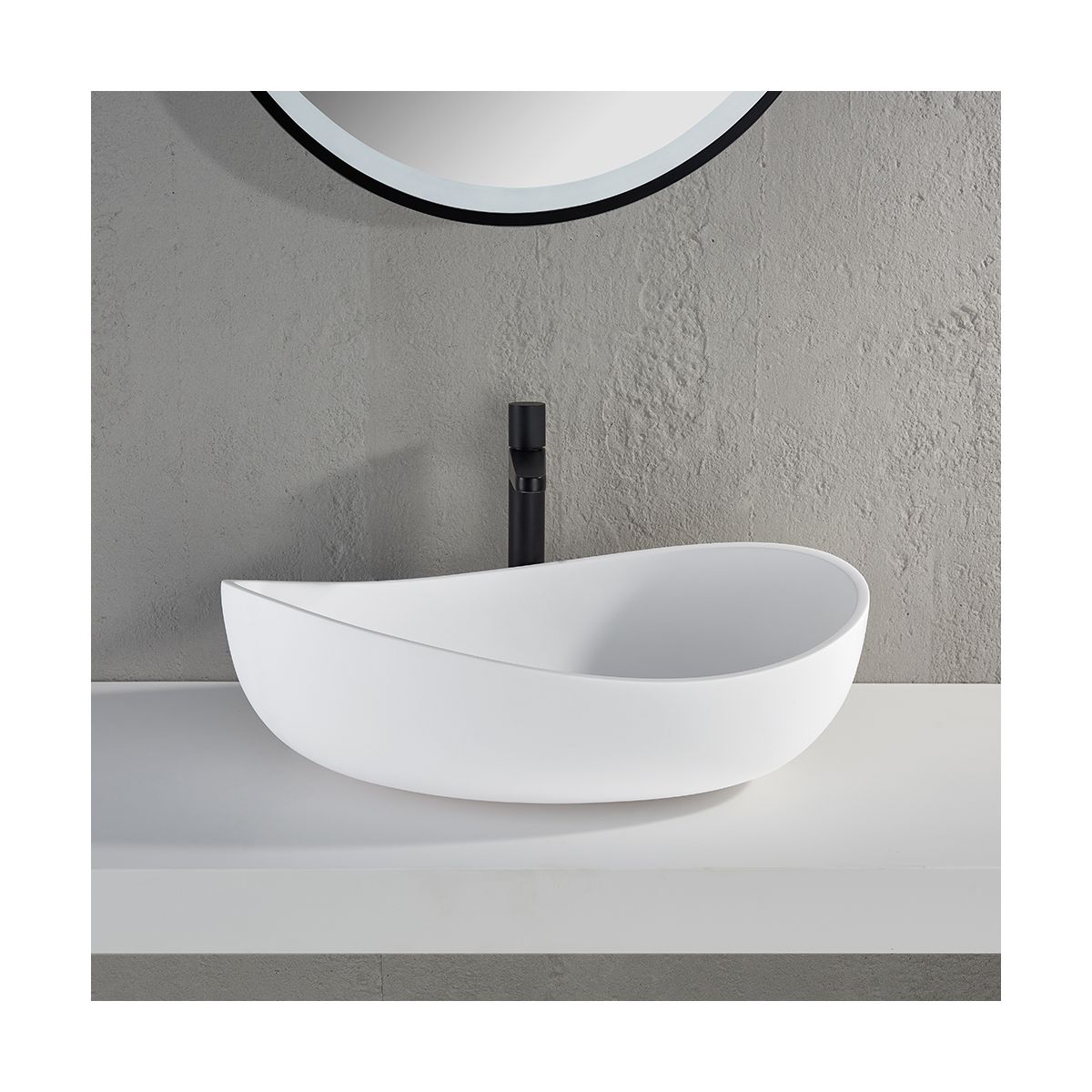 Mallorca Matt White Countertop Stone Basin 600mm