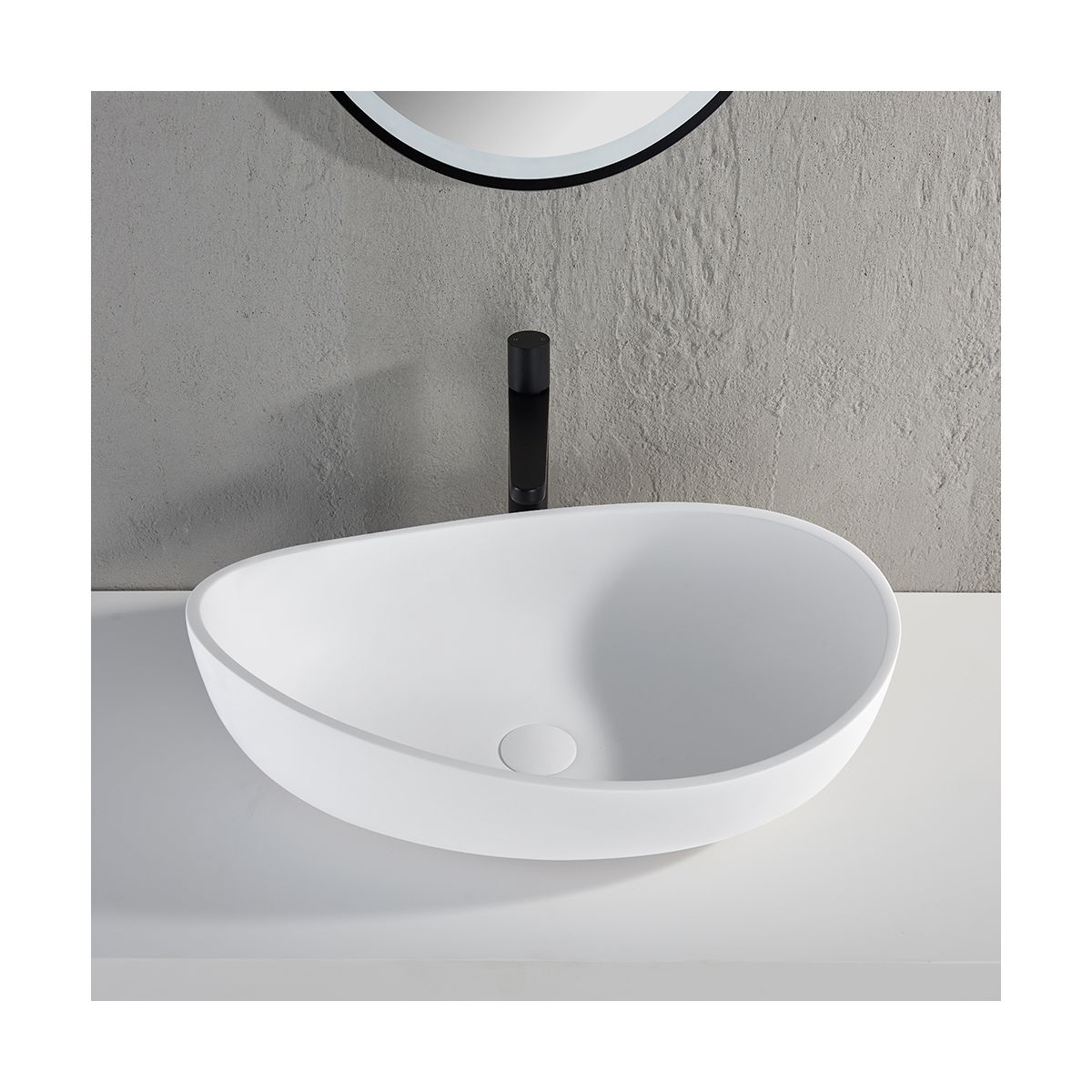 Mallorca Matt White Countertop Stone Basin 600mm