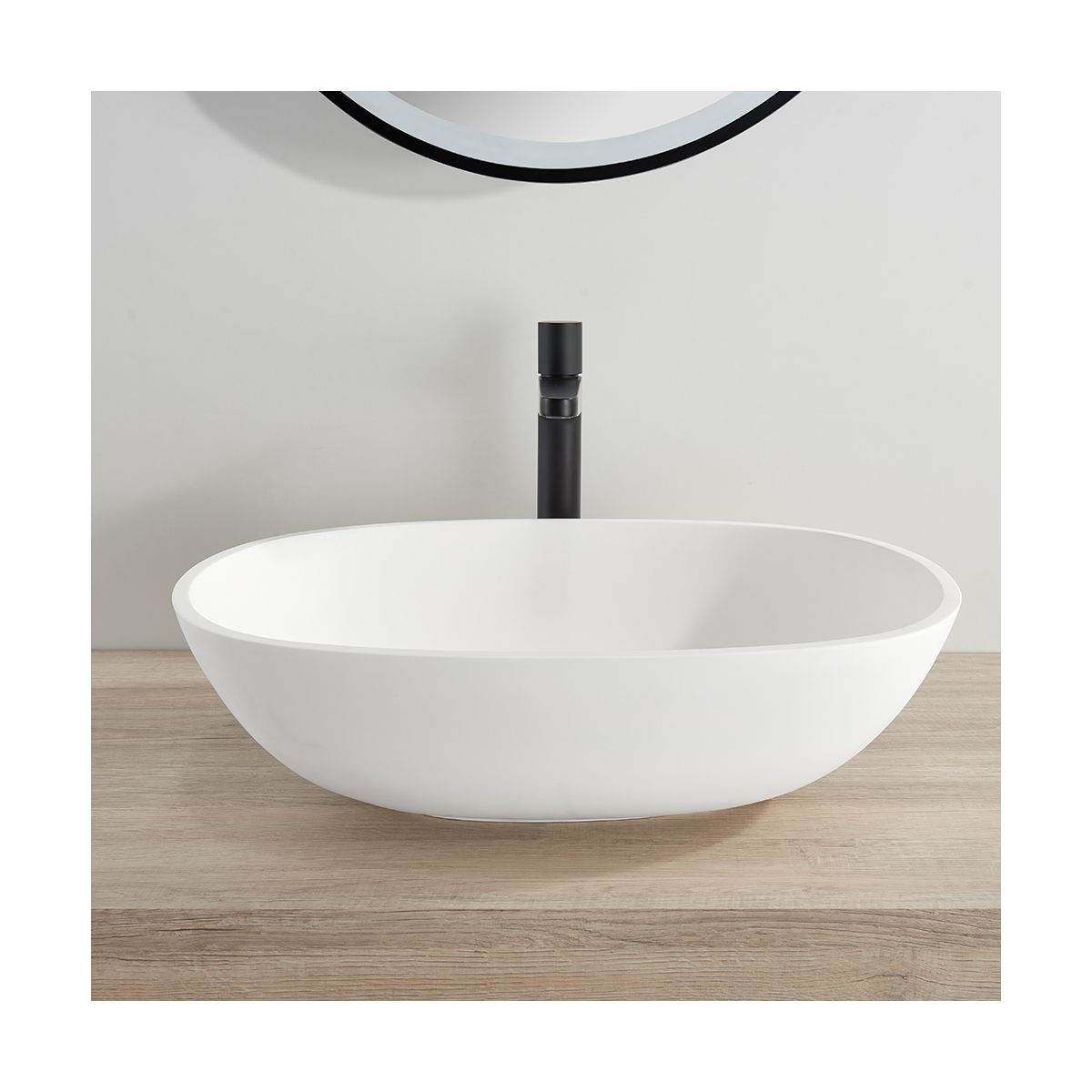 Almeria Matt White Countertop Stone Basin 550mm