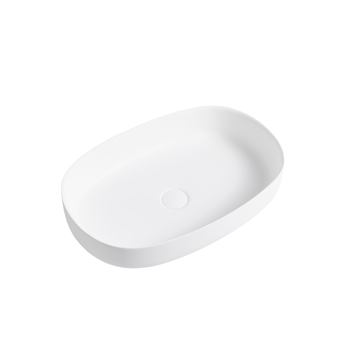 Cadiz Matt White Countertop Stone Basin 600mm