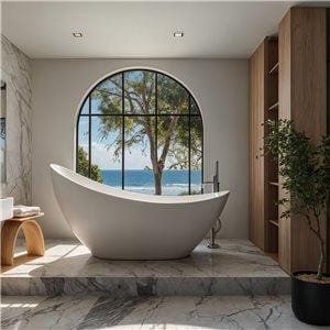 Fino Barcena Matt White Freestanding Stone Bath 1870mm
