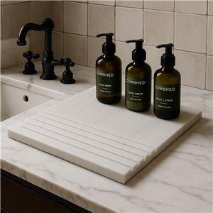 Fino Carmen White Stone Bathroom Tray With Soap Panel