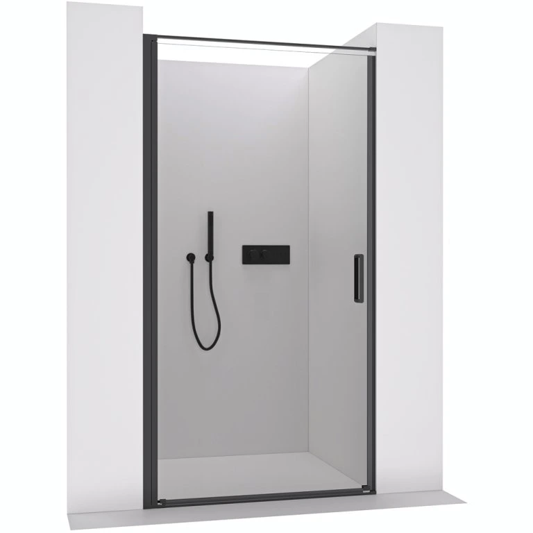 Black shower door on white