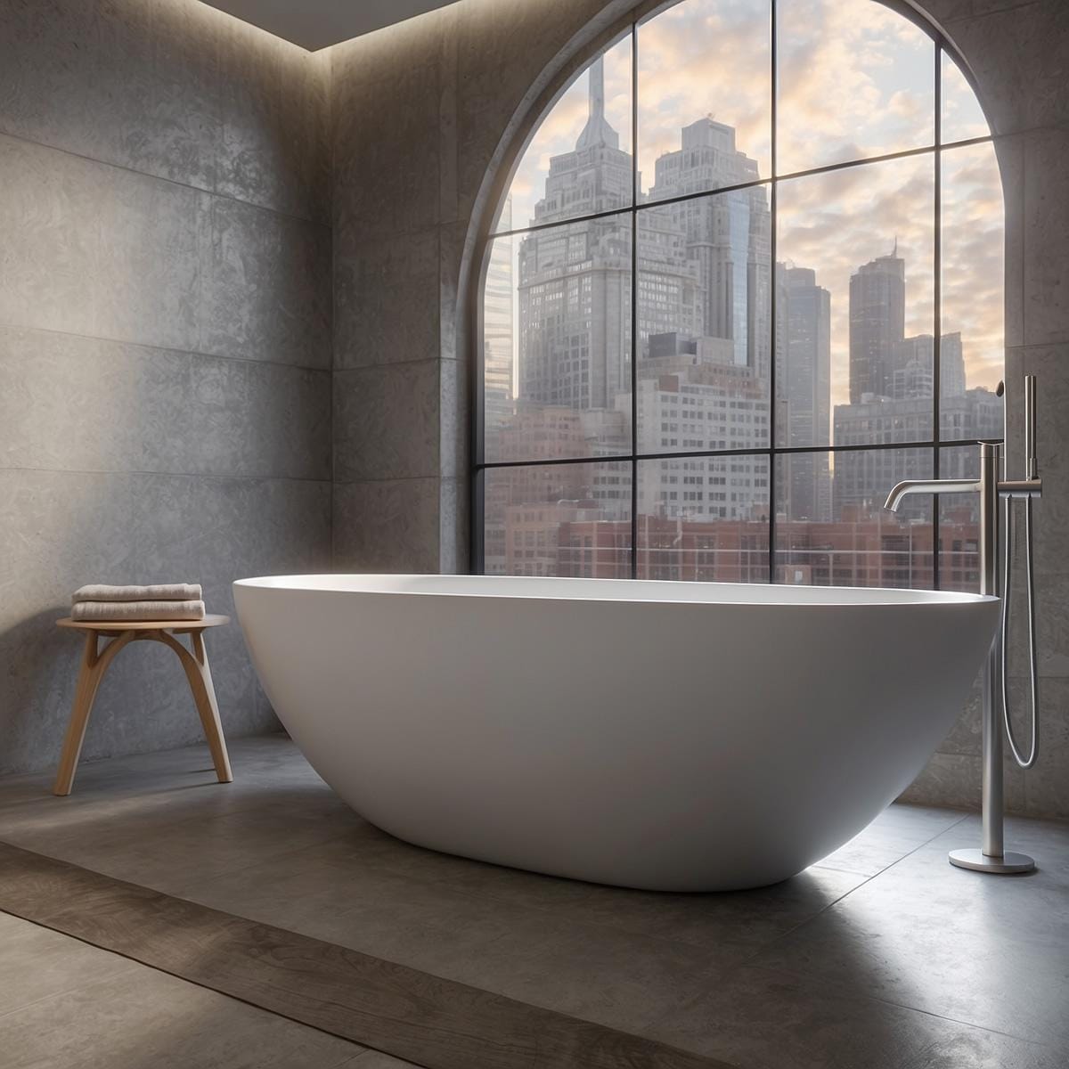 Casares matt white freestanding stone bath-side-final