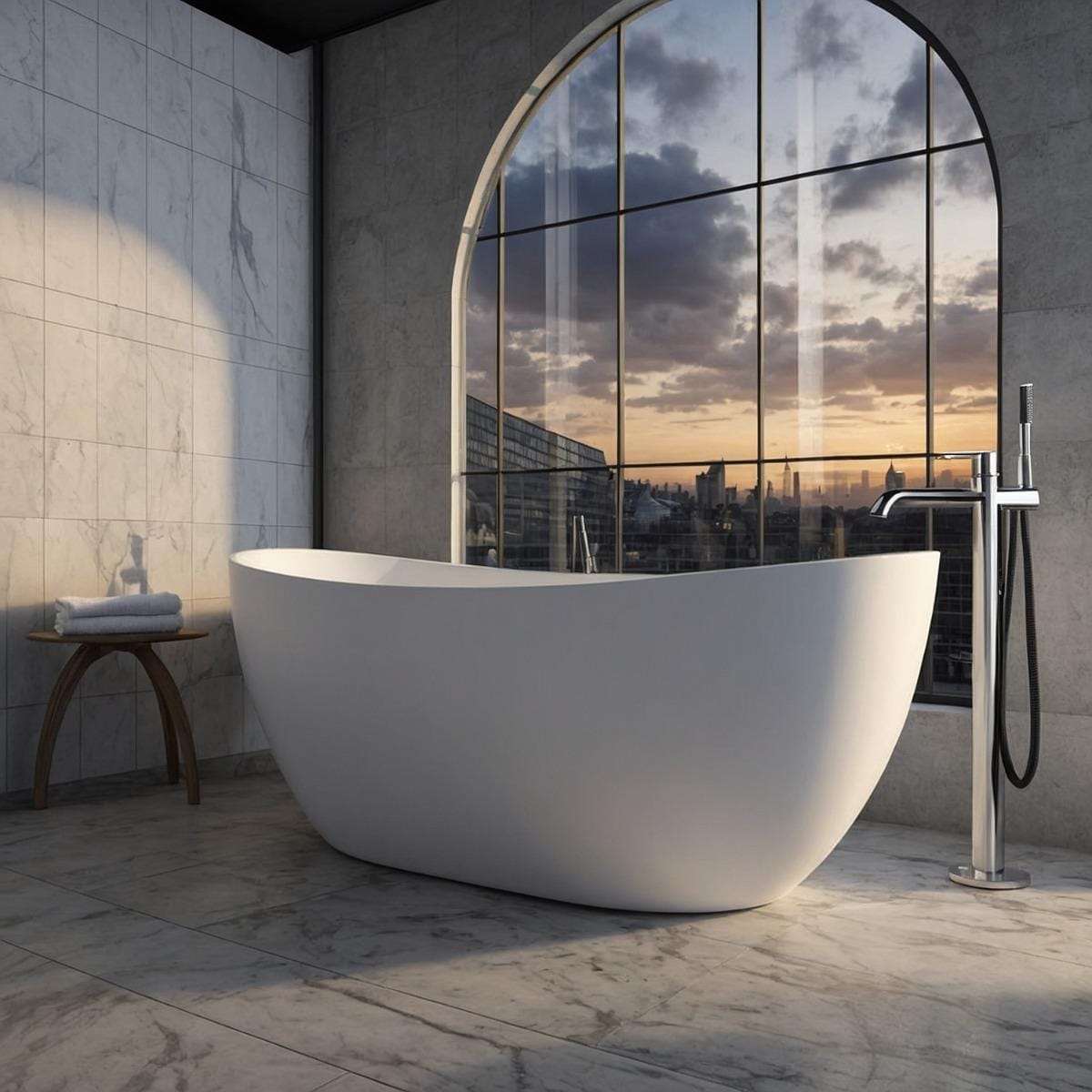 Cazorla matt white freestanding stone bath side-final
