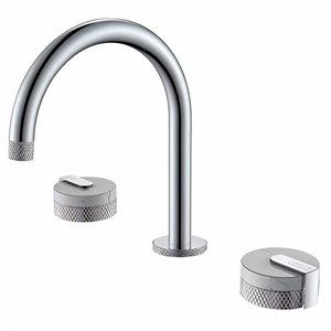 Fino Shelf Mounted Silver Chrome Curved Tap With Double Marble Handles