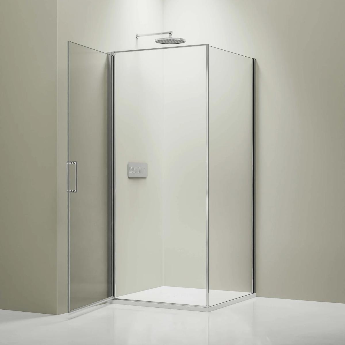 Corner shower chrome open
