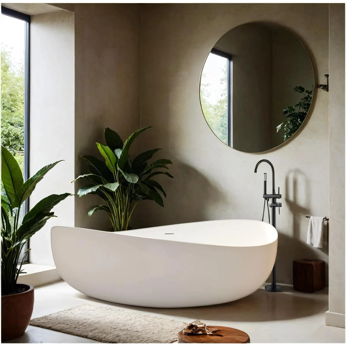 Coruna matt white freestanding stone bath 1800mm 1