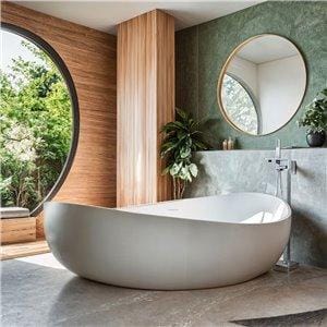 Fino Coruna Matt White Freestanding Stone Bath 1800mm